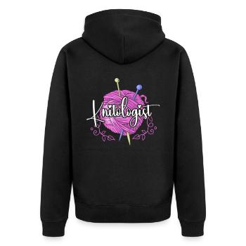 Knitting Knitter Knitologist - Unisex Premium Organic Zip Hoodie - black - Back - Nico (187cm)