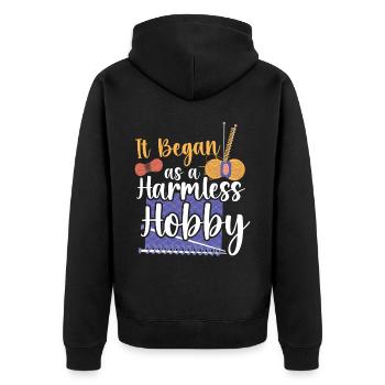 Knitting Knitter It Began As A - Unisex Premium Organic Zip Hoodie - black - Back - Nico (187cm)