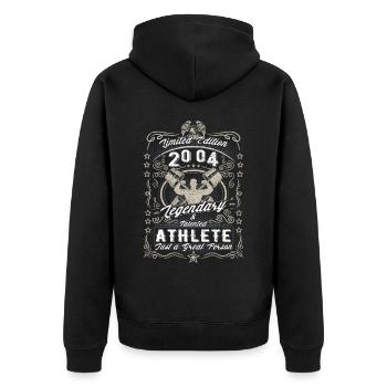 Vintage 2004 Fitness Geburtstag Geschenk Hobby - Unisex Premium Bio Zip Hoodie - Schwarz - Hinten - Nico (187cm)