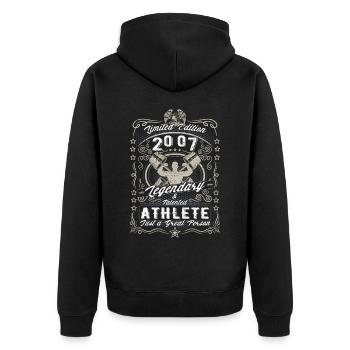 Vintage 2007 Fitness Geburtstag Geschenk Hobby - Unisex Premium Bio Zip Hoodie - Schwarz - Hinten - Nico (187cm)