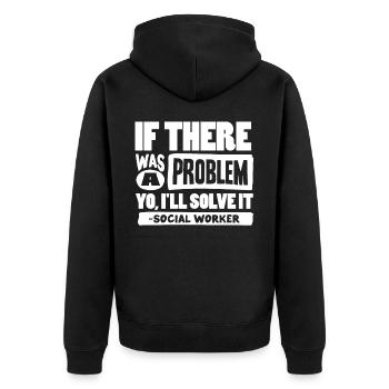 Sozialarbeiter - Unisex Premium Bio Zip Hoodie - Schwarz - Hinten - Nico (187cm)