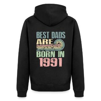 The best fathers were born in 1991, 32 years old, - Unisex Premium Organic Zip Hoodie - black - Back - Nico (187cm)