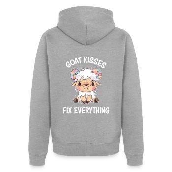 Spreading Love Laughter Goat Kisses Fix Everything - Unisex Premium Bio Zip Hoodie - Grau meliert - Hinten - Nico (187cm)
