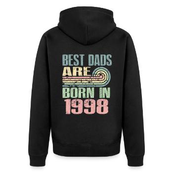 Die Besten Väter Sind 1998 Geboren, 25 Jahre Alt, - Unisex Premium Bio Zip Hoodie - Schwarz - Hinten - Nico (187cm)