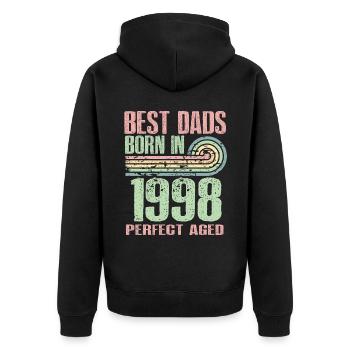 Die Besten Väter Sind 1998 Geboren, 25 Jahre Alt, - Unisex Premium Bio Zip Hoodie - Schwarz - Hinten - Nico (187cm)