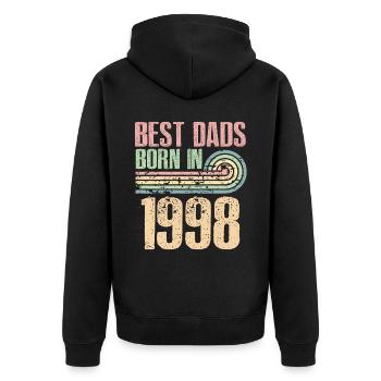 Die Besten Väter Sind 1998 Geboren, 25 Jahre Alt, - Unisex Premium Bio Zip Hoodie - Schwarz - Hinten - Nico (187cm)