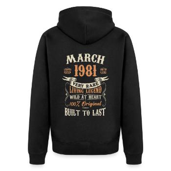 Mars 1981 Cadeau d’anniversaire - Veste à capuche bio Premium Unisexe - noir - Dos - Nico (187cm)