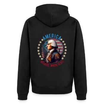 American Patriotic USA Design - Veste à capuche bio Premium Unisexe - noir - Dos - Nico (187cm)