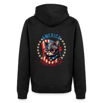 Amerikanisch Patriotisch USA Design - Unisex Premium Bio Zip Hoodie - Schwarz - Hinten - Nico (187cm)