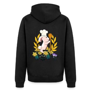 Cuisine de Pâques Cuisinier Cuillère de cuisson Lapin de Pâques Cuisinier - Veste à capuche bio Premium Unisexe - noir - Dos - Nico (187cm)