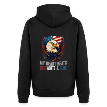 American Patriotic USA Design - Unisex Premium Organic Zip Hoodie - black - Back - Nico (187cm)