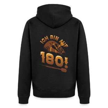 Ich Bin Auf 180, Dartspieler - Unisex Premium Bio Zip Hoodie - Schwarz - Hinten - Nico (187cm)