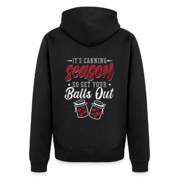 Canning It's Canning Season So Get Homesteader Jar - Unisex Premium Bio Zip Hoodie - Schwarz - Hinten - Nico (187cm)