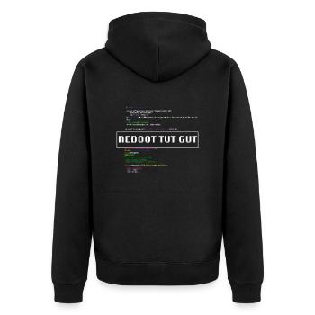 Reboot Tut Gut IT-Berater Admin Neustart - Unisex Premium Bio Zip Hoodie - Schwarz - Hinten - Nico (187cm)