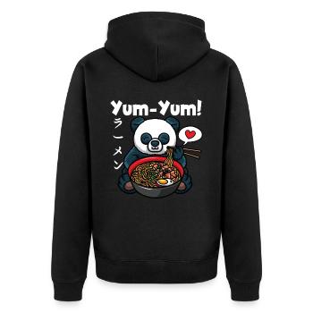 Anime Panda Ramen Noodles Manga Kawaii - Unisex Premium Organic Zip Hoodie - black - Back - Nico (187cm)