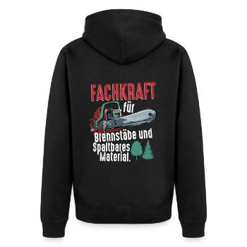 Fachkraft für Brennstäbe und spaltbares Material - Unisex Premium Bio Zip Hoodie - Schwarz - Hinten - Nico (187cm)
