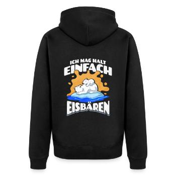 Ich Mag Halt Einfach Eisbären - Unisex Premium Bio Zip Hoodie - Schwarz - Hinten - Nico (187cm)