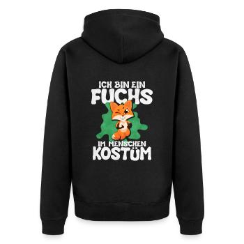 Ich Bin Ein Fuchs Im Menschen Kostum - Unisex Premium Bio Zip Hoodie - Schwarz - Hinten - Nico (187cm)
