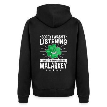 St. Patrick's Day Shirt Malarkey Clover Gift - Unisex Premium Organic Zip Hoodie - black - Back - Nico (187cm)