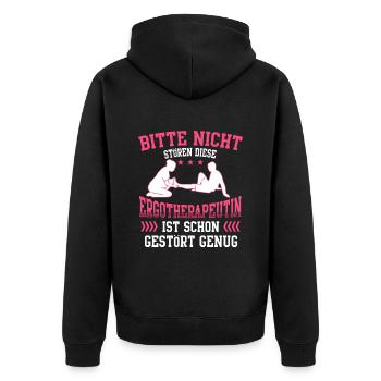 Ergotherapeutin nicht stören Ergotherapie - Unisex Premium Bio Zip Hoodie - Schwarz - Hinten - Nico (187cm)