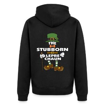 Le lutin têtu de la Saint-Patrick - Veste à capuche bio Premium Unisexe - noir - Dos - Nico (187cm)