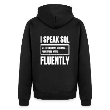 Developer Coder Programmer Sql - Unisex Premium Organic Zip Hoodie - black - Back - Nico (187cm)