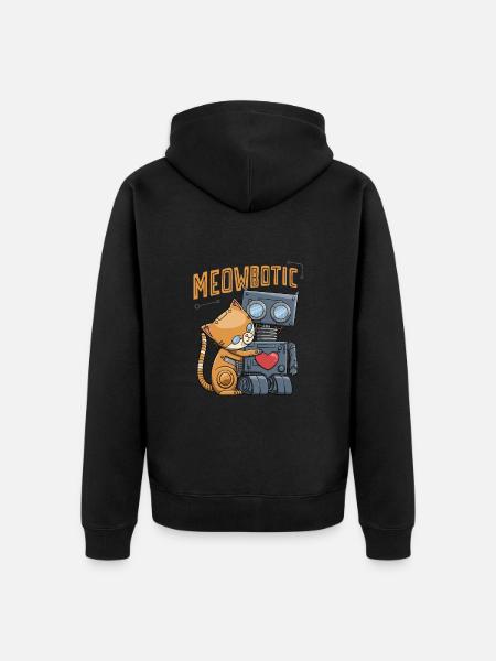 Robot chat couple amoureux « Meowbotic » - Veste à capuche bio Premium Unisexe - noir