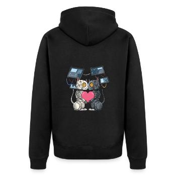 Chat robot amoureux d’un ingénieur robot - Veste à capuche bio Premium Unisexe - noir - Dos - Nico (187cm)