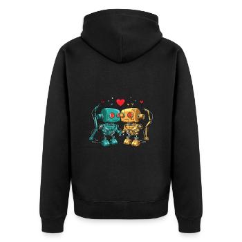 Des robots amoureux d’un ingénieur robot - Veste à capuche bio Premium Unisexe - noir - Dos - Nico (187cm)