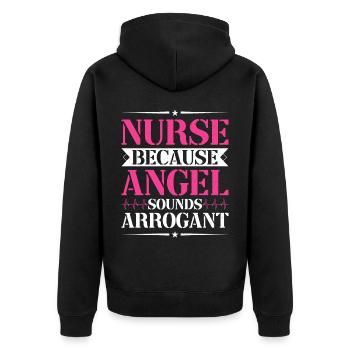 Infirmière Outfit Infirmière - Veste à capuche bio Premium Unisexe - noir - Dos - Nico (187cm)