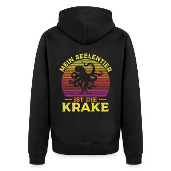 Meeresbiologe Meeresforscher Oktopus Meerestier - Unisex Premium Bio Zip Hoodie - Schwarz - Hinten - Nico (187cm)