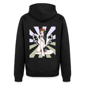 Mystique Fantaisie Fille Cornes Occulte Spirituel - Veste à capuche bio Premium Unisexe - noir - Dos - Nico (187cm)