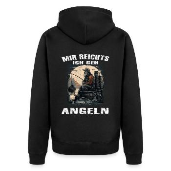 Mir reichts ich geh Angeln - Unisex Premium Bio Zip Hoodie - Schwarz - Hinten - Nico (187cm)