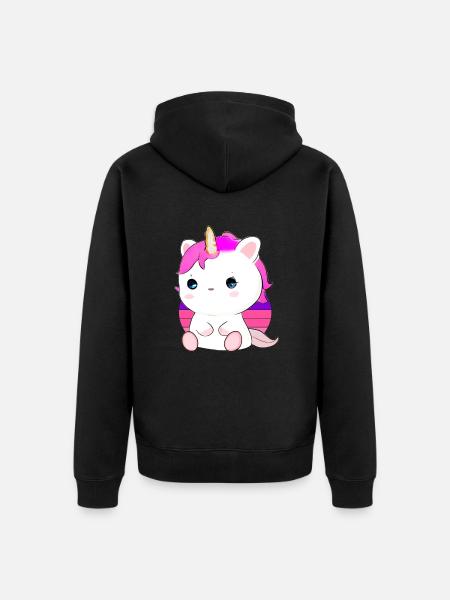 Niedliche Einhorn-Katze - Unisex Premium Bio Zip Hoodie - Schwarz