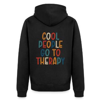 Cool People Go To Therapy Mental Health Awareness - Unisex Premium Organic Zip Hoodie - black - Back - Nico (187cm)