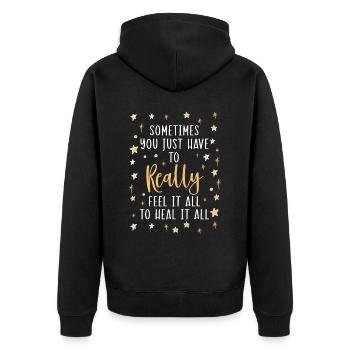 Suizidprävention Bewusstsein für psychische Gesundheit - Unisex Premium Bio Zip Hoodie - Schwarz - Hinten - Nico (187cm)