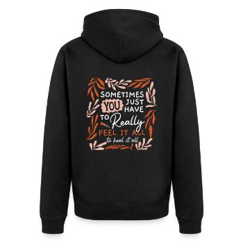 Suizidprävention Bewusstsein für psychische Gesundheit - Unisex Premium Bio Zip Hoodie - Schwarz - Hinten - Nico (187cm)