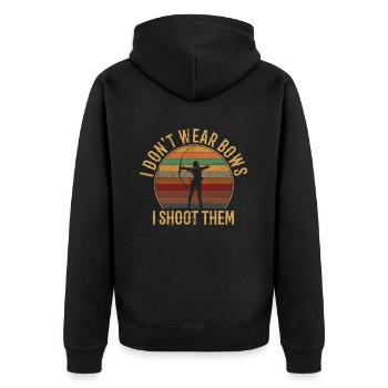 i don't wear bows, girl archery - Unisex Premium Organic Zip Hoodie - black - Back - Nico (187cm)