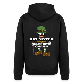 The Big Sister Leprechaun St Patrick's Day - Unisex Premium Organic Zip Hoodie - black - Back - Nico (187cm)