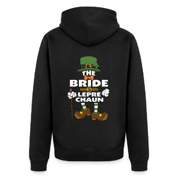 The Bride Leprechaun St Patrick's Day - Unisex Premium Bio Zip Hoodie - Schwarz - Hinten - Nico (187cm)