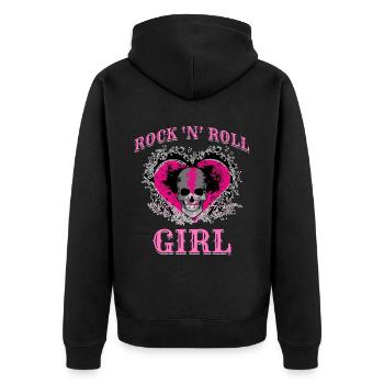 Rock 'n' Roll Girl Music, Dancing, Concert, - Unisex Premium Organic Zip Hoodie - black - Back - Nico (187cm)