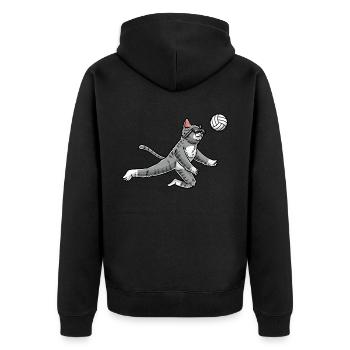 Drôle de joueur de volley-ball de chat - Veste à capuche bio Premium Unisexe - noir - Dos - Nico (187cm)
