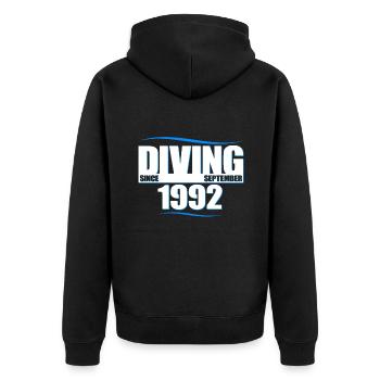 Taucher Geburtstag - Diving since September 1992 - Unisex Premium Bio Zip Hoodie - Schwarz - Hinten - Nico (187cm)