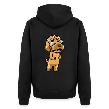 Kawaii Cockapoo Hund Lachend Emoticon - Unisex Premium Bio Zip Hoodie - Schwarz - Hinten - Nico (187cm)
