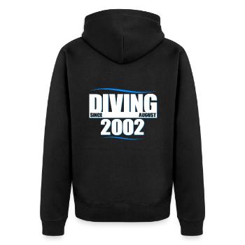 Taucher Geburtstag - Diving since August 2002 - Unisex Premium Bio Zip Hoodie - Schwarz - Hinten - Nico (187cm)