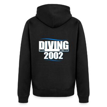 Taucher Geburtstag - Diving since October 2002 - Unisex Premium Bio Zip Hoodie - Schwarz - Hinten - Nico (187cm)
