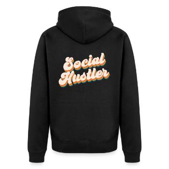 Sozialarbeiter - Unisex Premium Bio Zip Hoodie - Schwarz - Hinten - Nico (187cm)