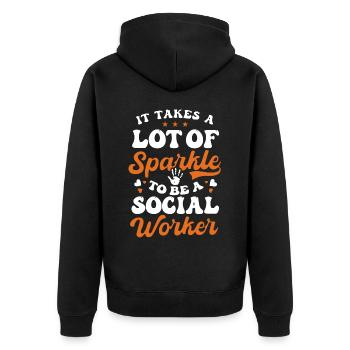 Sozialarbeiter - Unisex Premium Bio Zip Hoodie - Schwarz - Hinten - Nico (187cm)