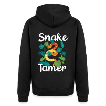 Schlange, Reptil - Schlangen - Unisex Premium Bio Zip Hoodie - Schwarz - Hinten - Nico (187cm)