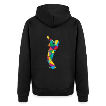 Trompette Polygone Musicien drôle - Veste à capuche bio Premium Unisexe - noir - Dos - Nico (187cm)